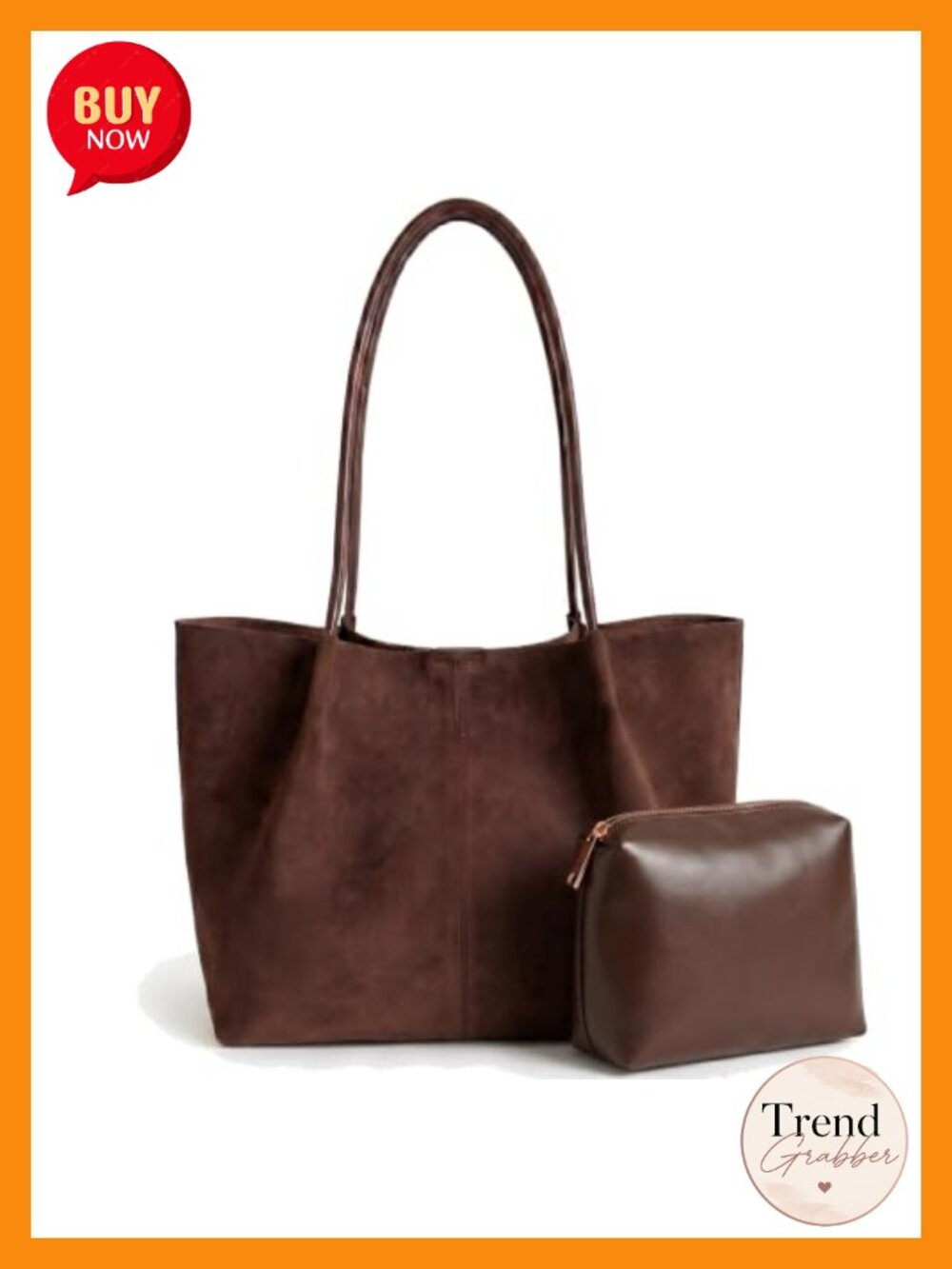 Faux Suede Tote Bag Womens Large Work Laptop Bag Fits 15.6"